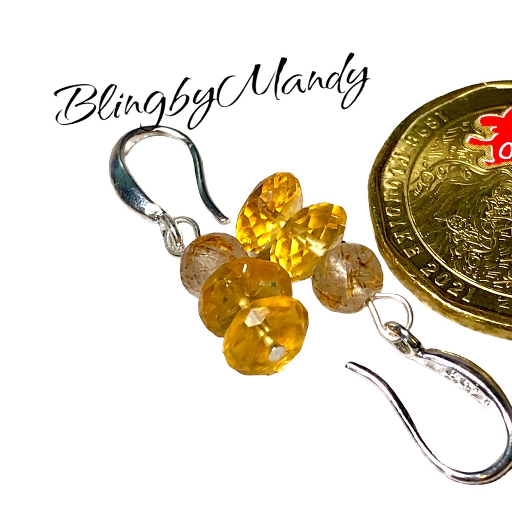 Genuine citrine and sterling earrings